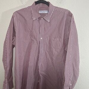 Peter Manning NYC men's long-sleeve Easy Care Dress Shirt Red white Stripe